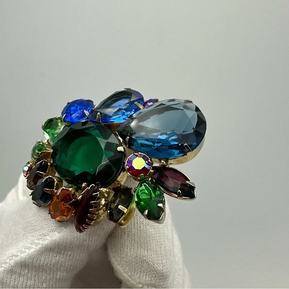 Vintage Designer by Juliana, brooch, multi colored stones #638‎